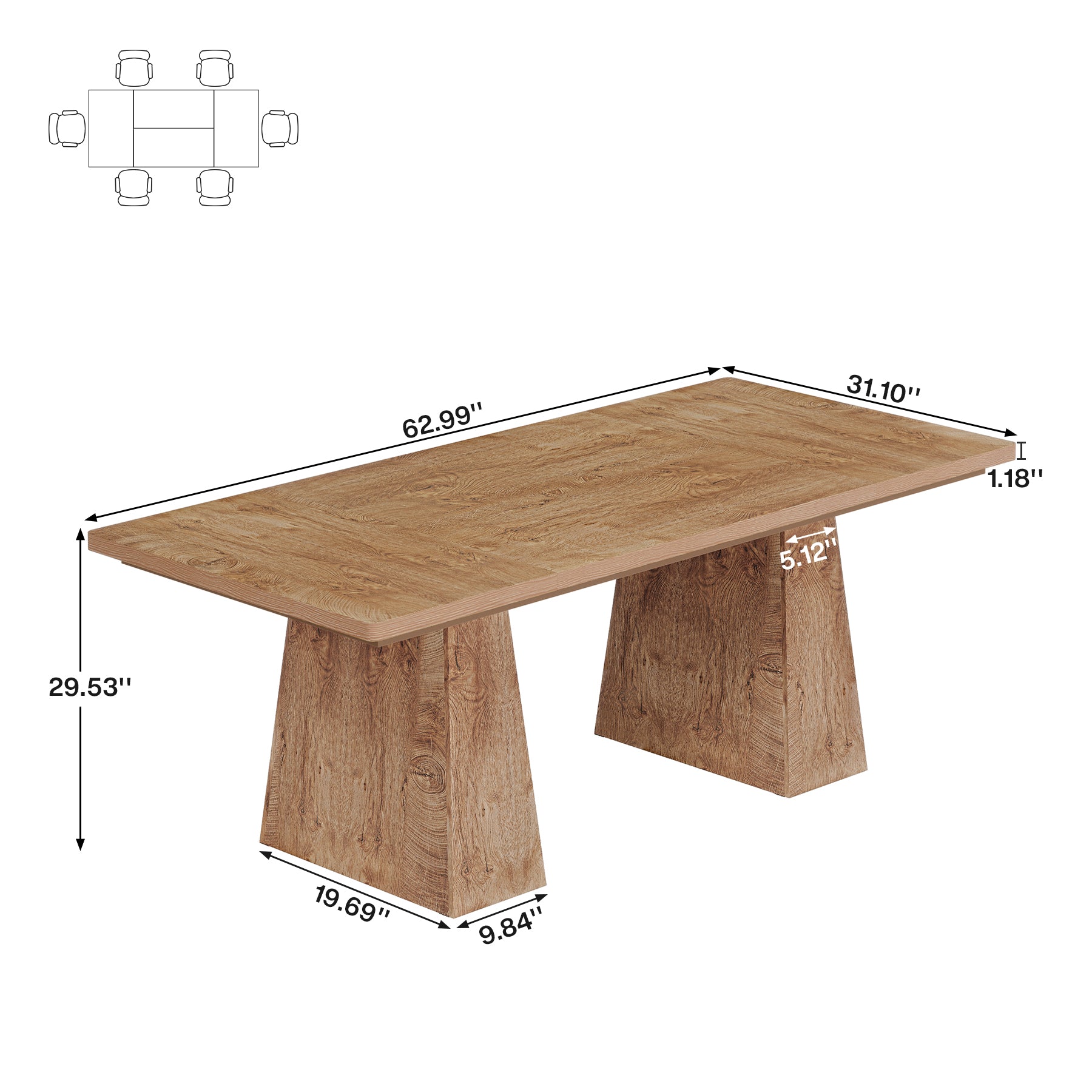 Tribesigns 63 Inch Executive Desk, Large Office Computer Desk with Double Pedestal for Home Office Conference Room