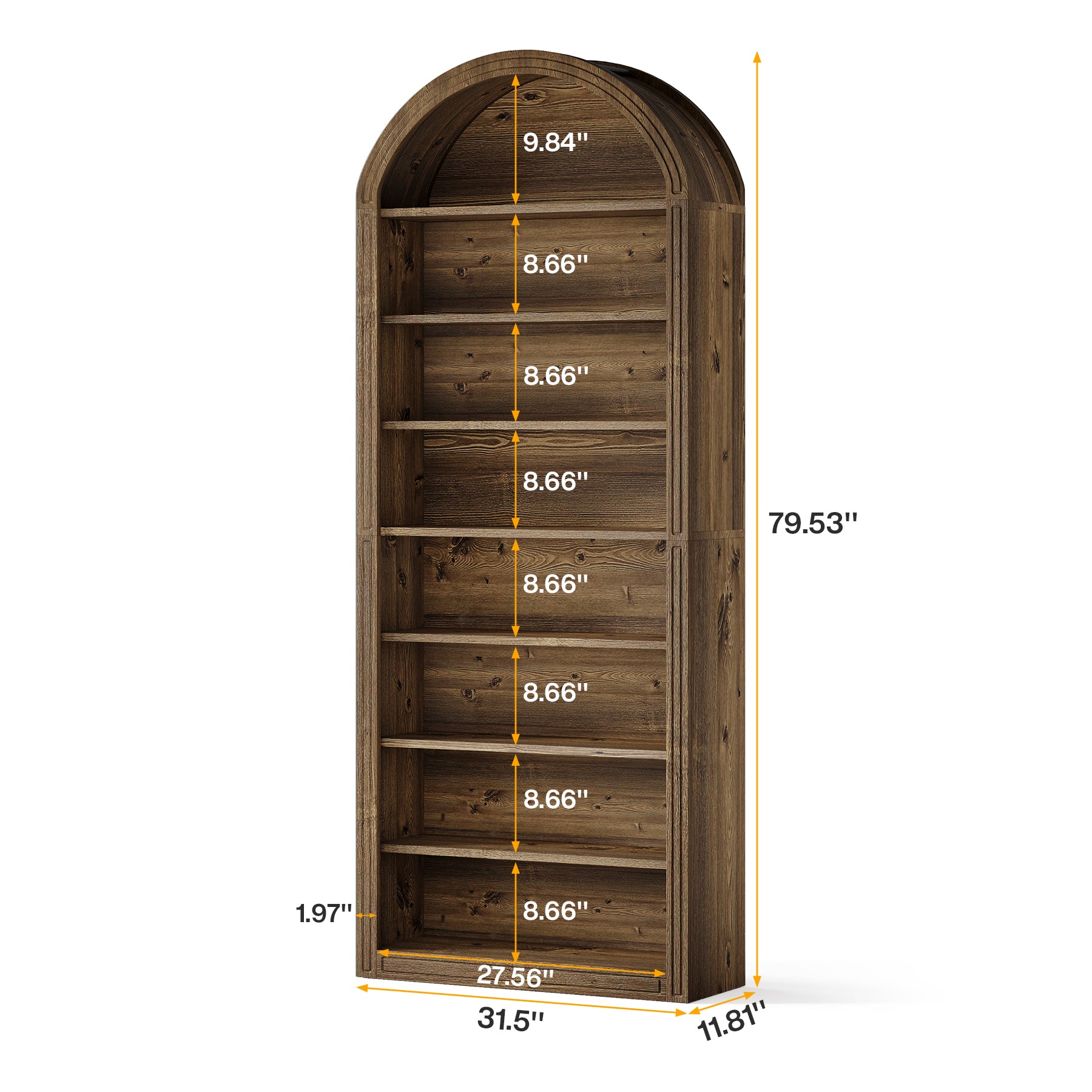 Tribesigns 79.5" Arched Bookshelf, 8-Tier Tall Bookcase for Living Room