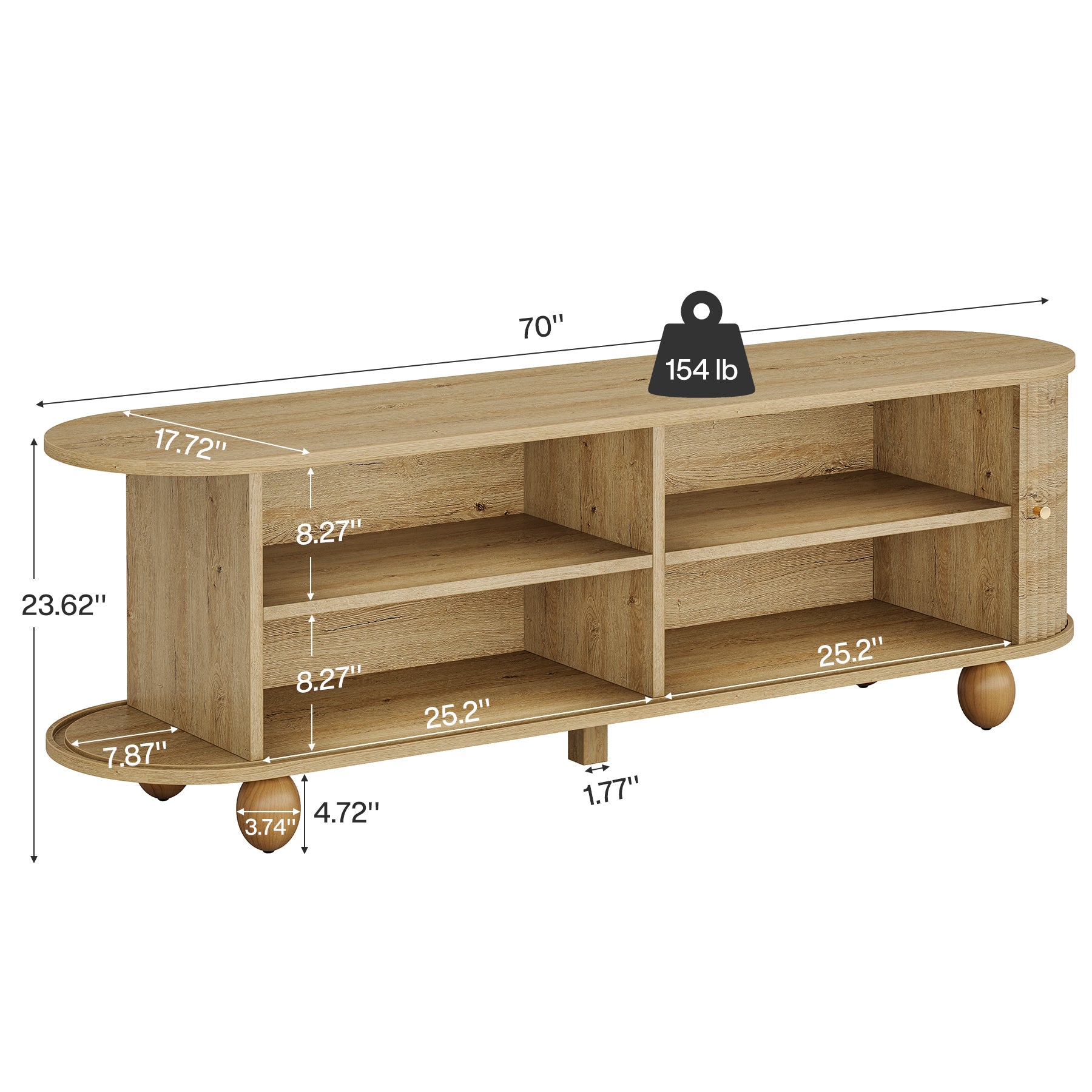 Tribesigns 70.8-Inch Farmhouse Fluted TV Stand with Sliding Doors and Storage Shelves, Extra Long Media Console for 65 70 and 75 Inch TVs