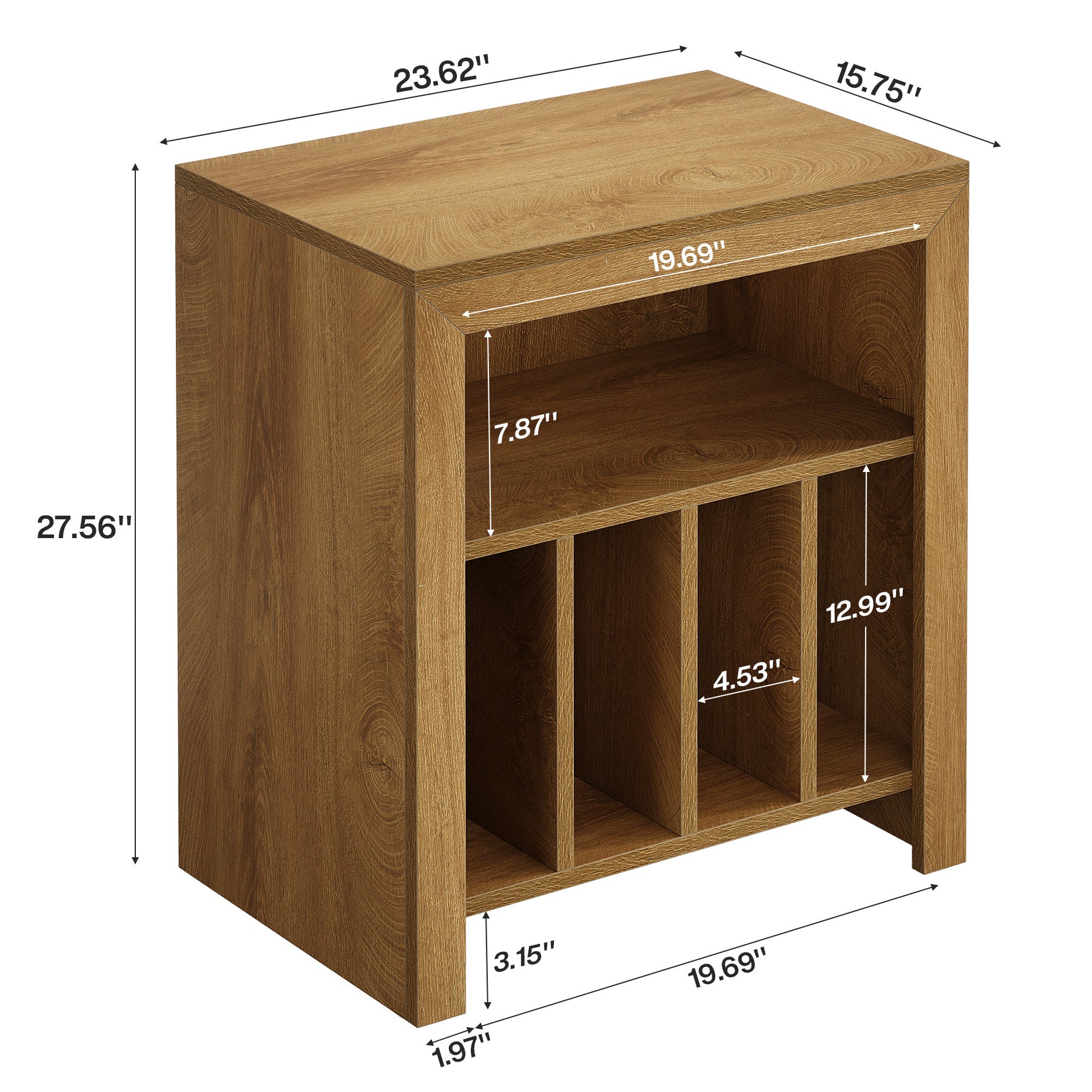 Tribesigns Industrial Record Player Cabinet with Wheels, Vinyl CD Media Storage Side Table