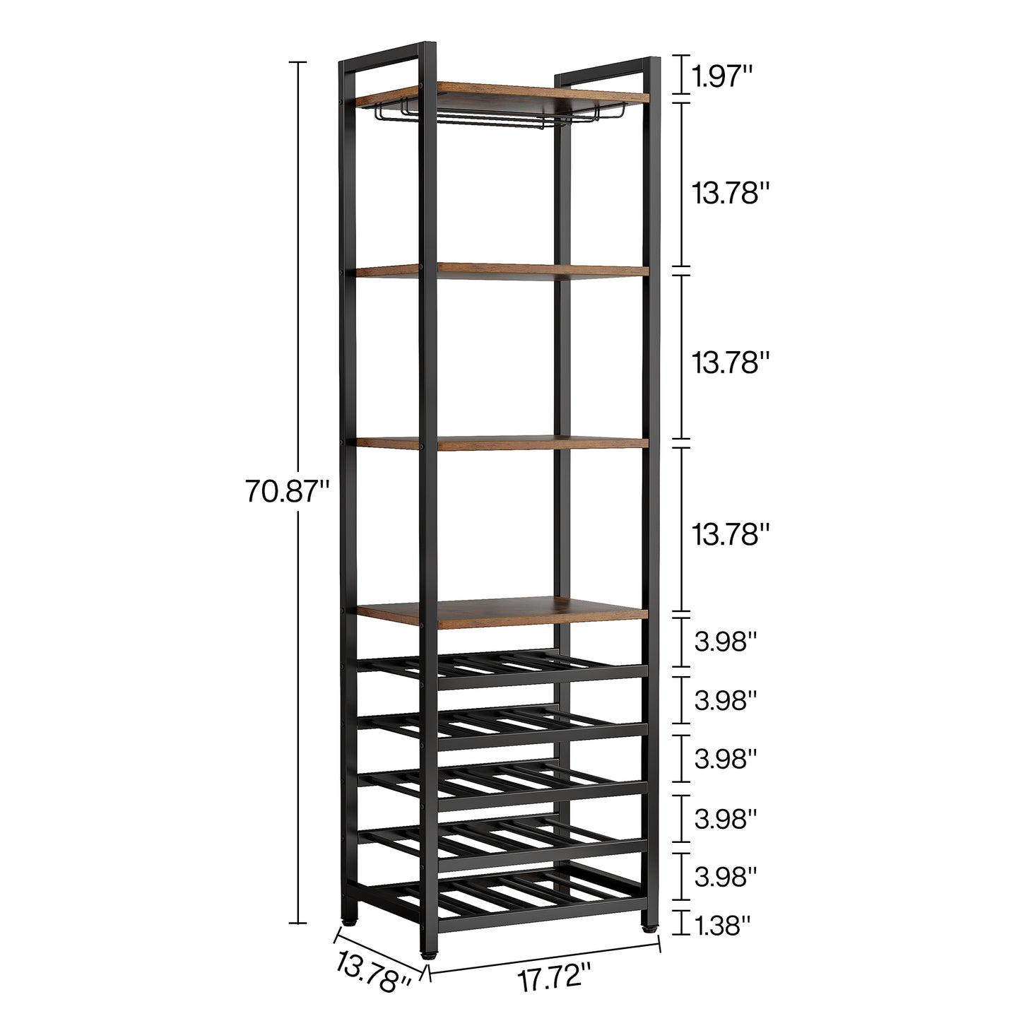 Tribesigns 20-Bottle Wine Baker's Rack, 9-Tier Freestanding Wine Rack with Glass Holder