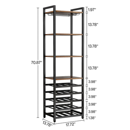 Tribesigns 20-Bottle Wine Baker's Rack, 9-Tier Freestanding Wine Rack with Glass Holder