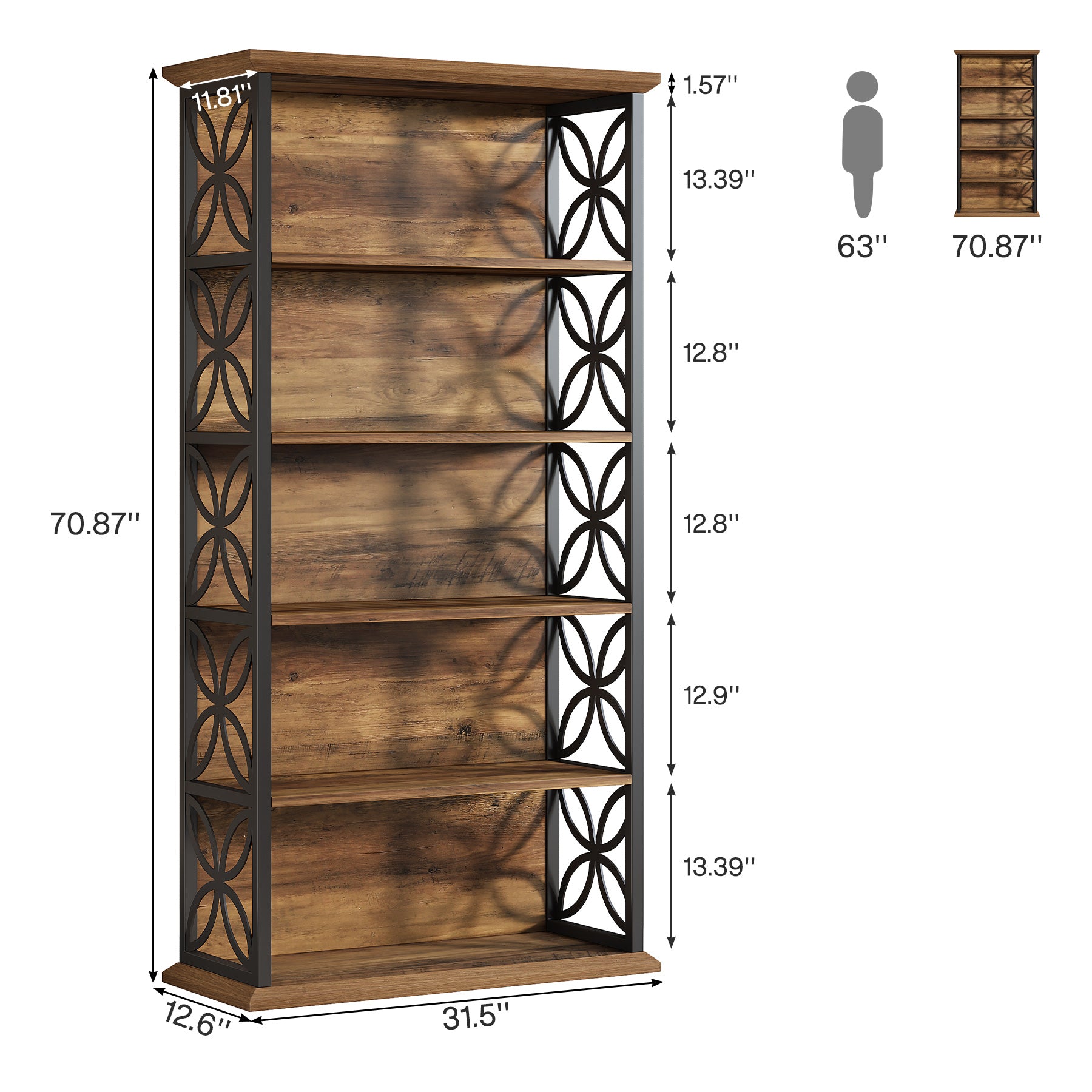Tribesigns 71-Inch Tall Bookshelf, Open Storage Bookcase for Office