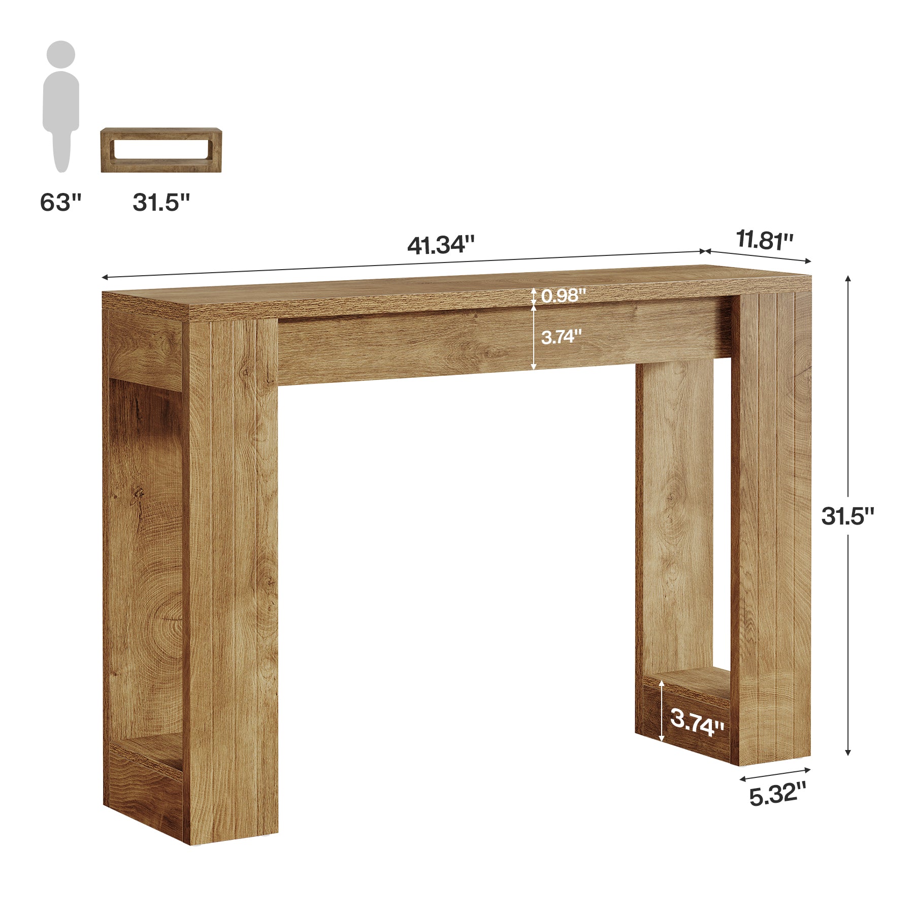 Tribesigns 41.3-Inch Wood Console Table for Entryway, Modern Sofa Table with Double Wooden Base