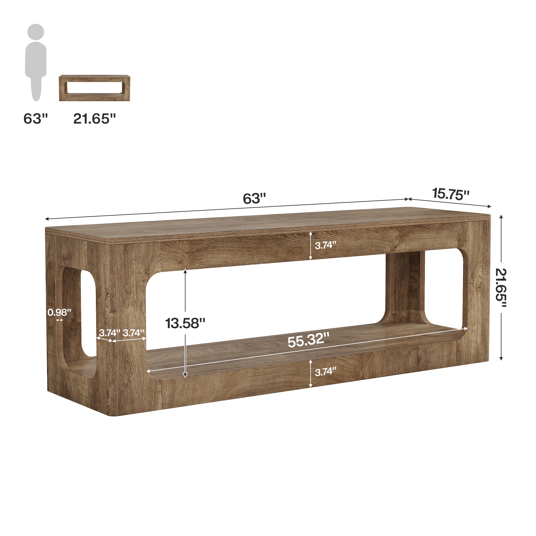 Tribesigns 63-Inch Farmhouse Console Table with Circle Design, 2-Tier Entryway Table for Hallway