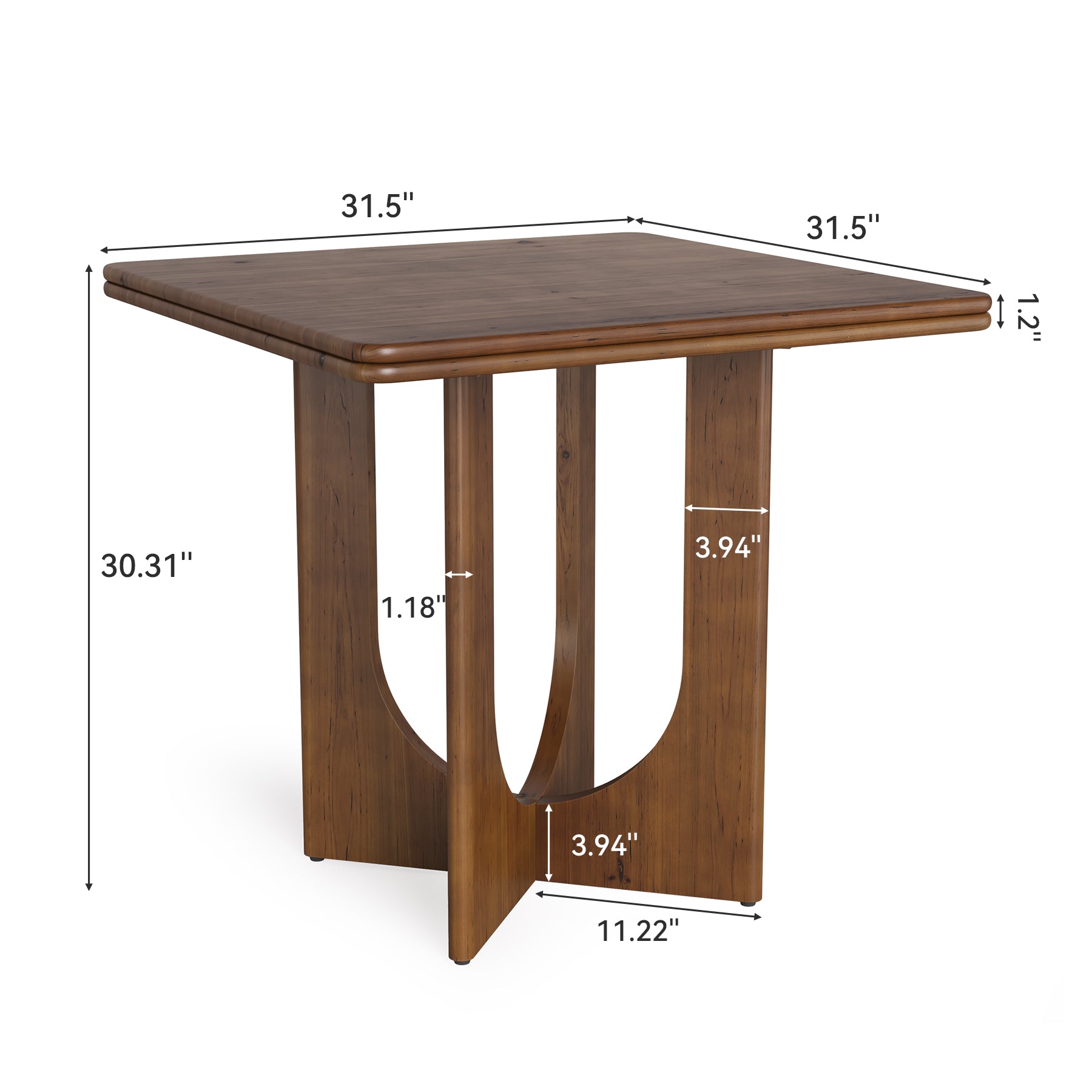 31.5-Inch Square Dining Table, Solid Wood Small Kitchen Table for 2-4 People in Dining Room Small Spaces