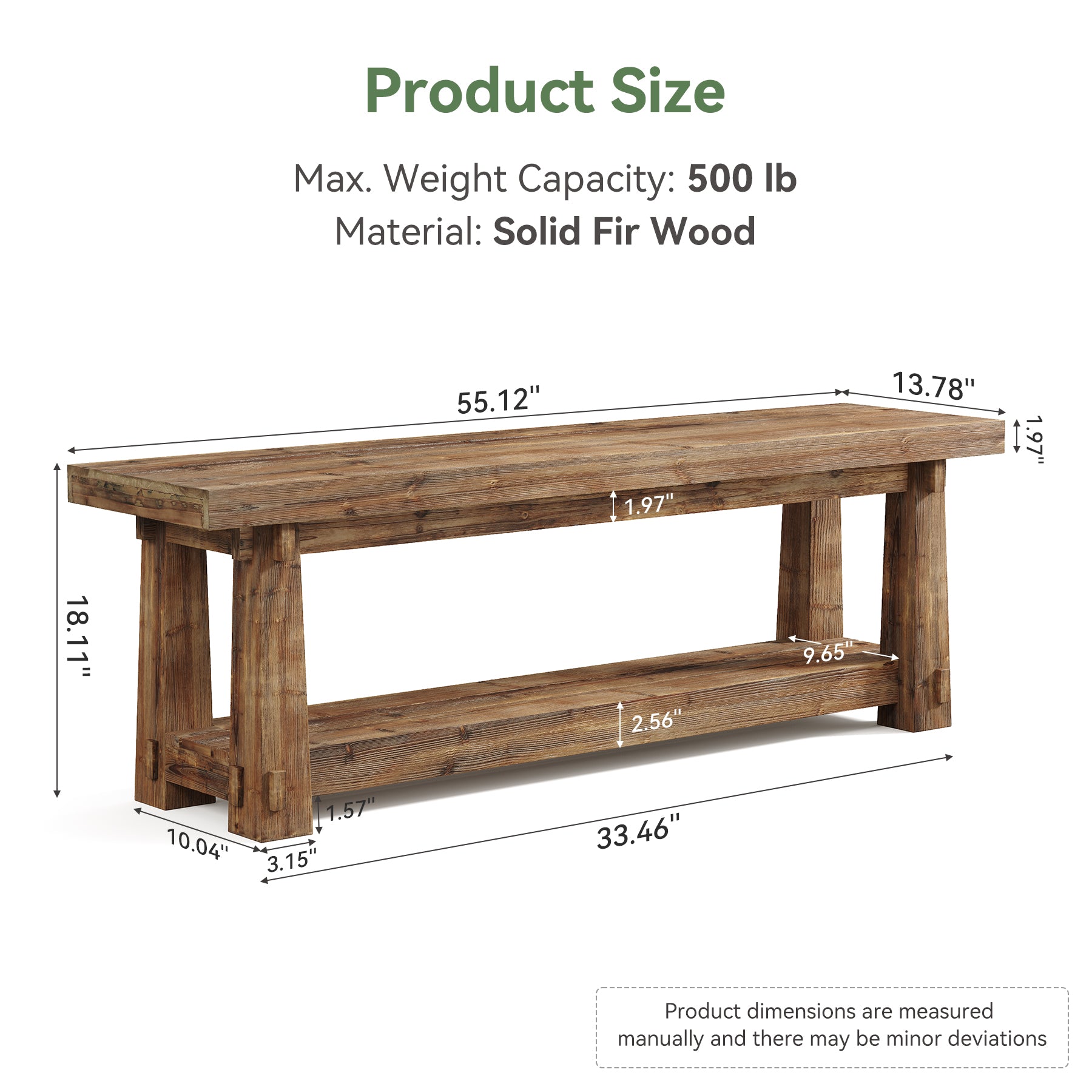 Tribesigns 55-Inch Shoe Storage Bench, Solid Wood Entryway Bench for Hallway