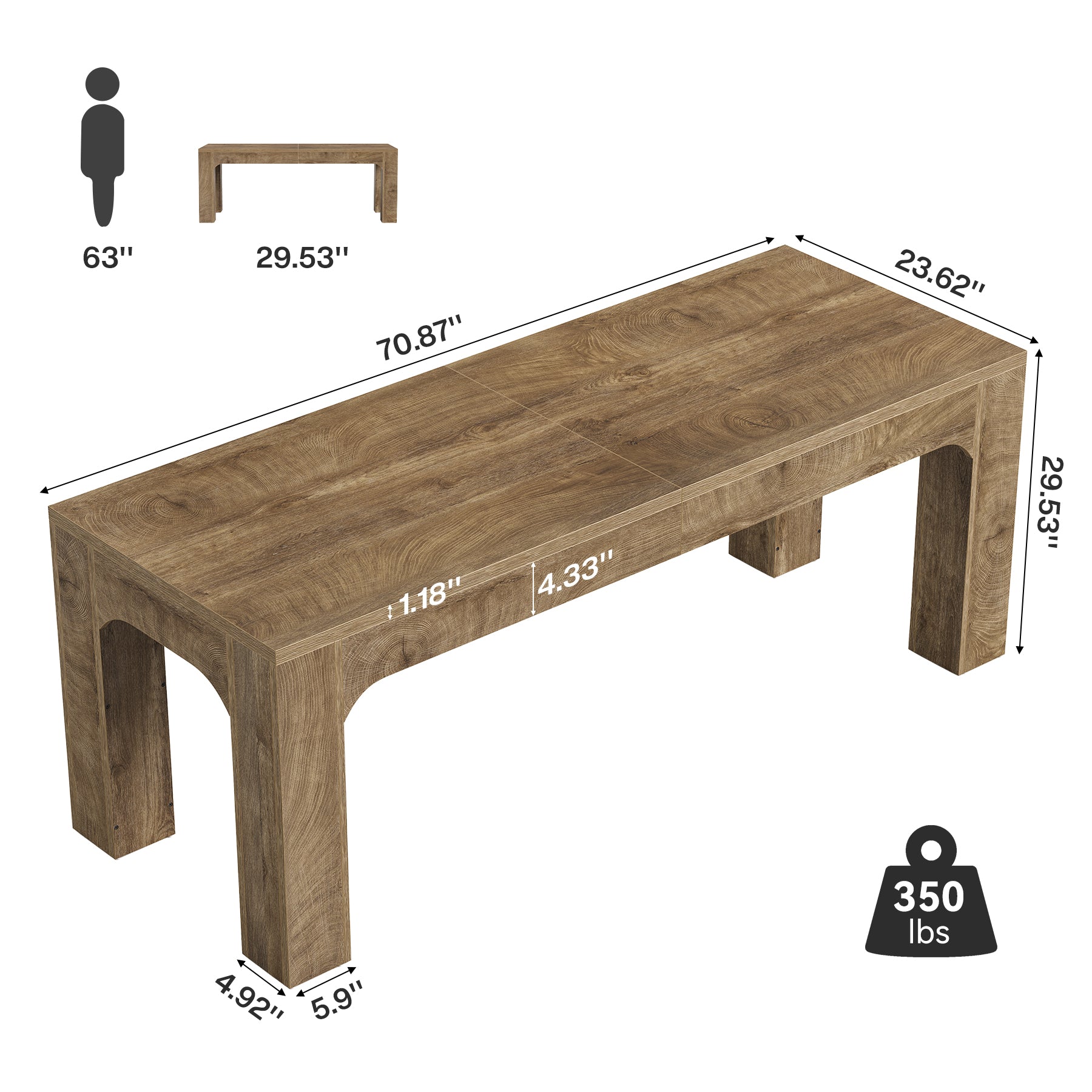 Tribesigns 70.9-Inch Dining Table for 4-6, Farmhouse Rectangular Table with Heavy-Duty Legs
