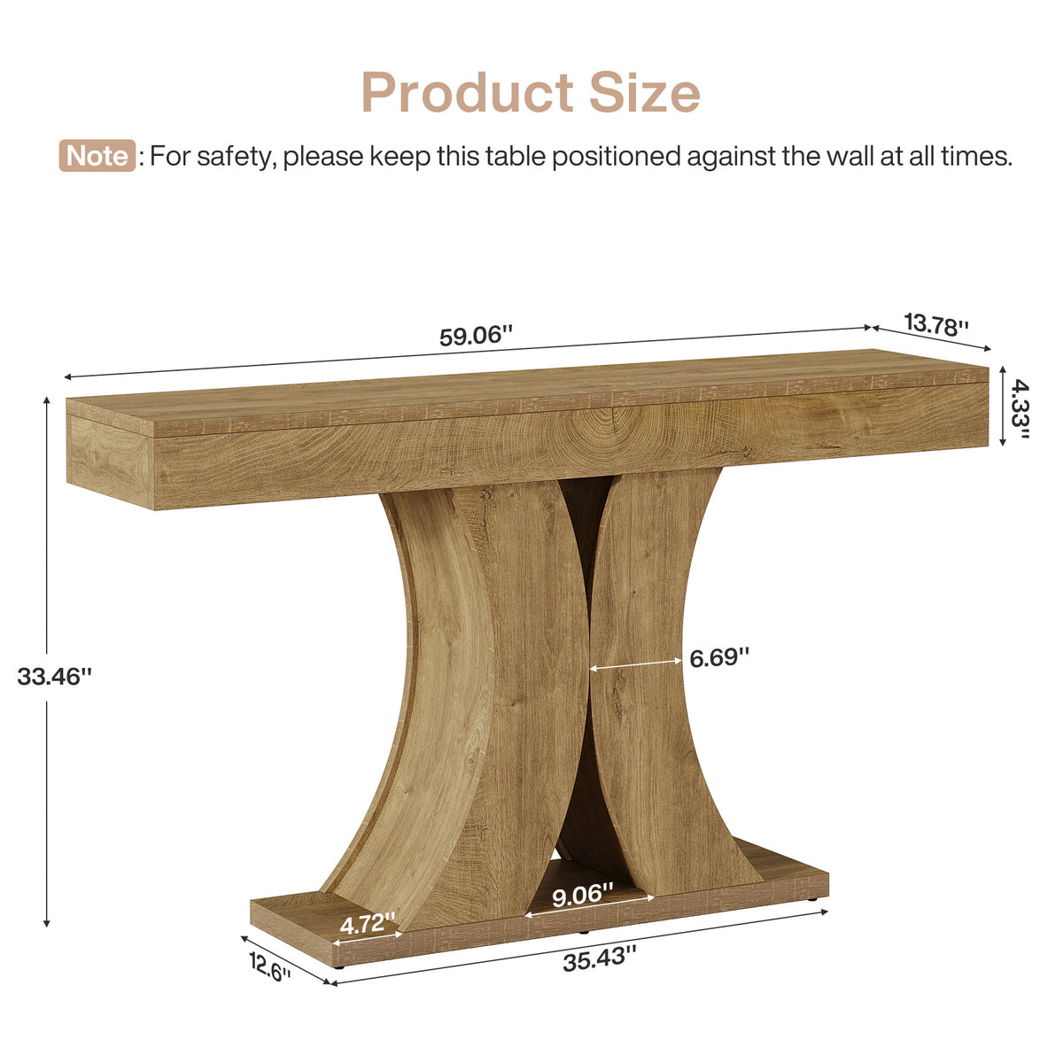 Tribesigns 59" Farmhouse Console Table with Double-Arch X-Frame, Narrow Sofa Table for Entryway