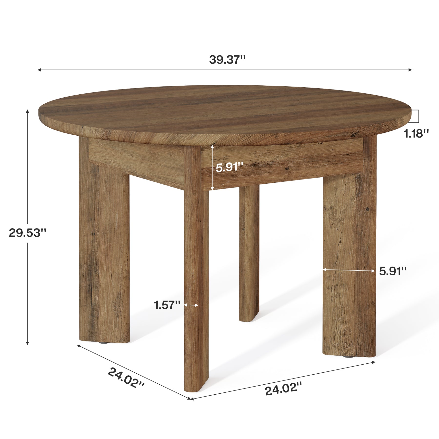 Tribesigns 39-Inch Round Dining Table for 4, Farmhouse Kitchen Table with Rounded Edge Design