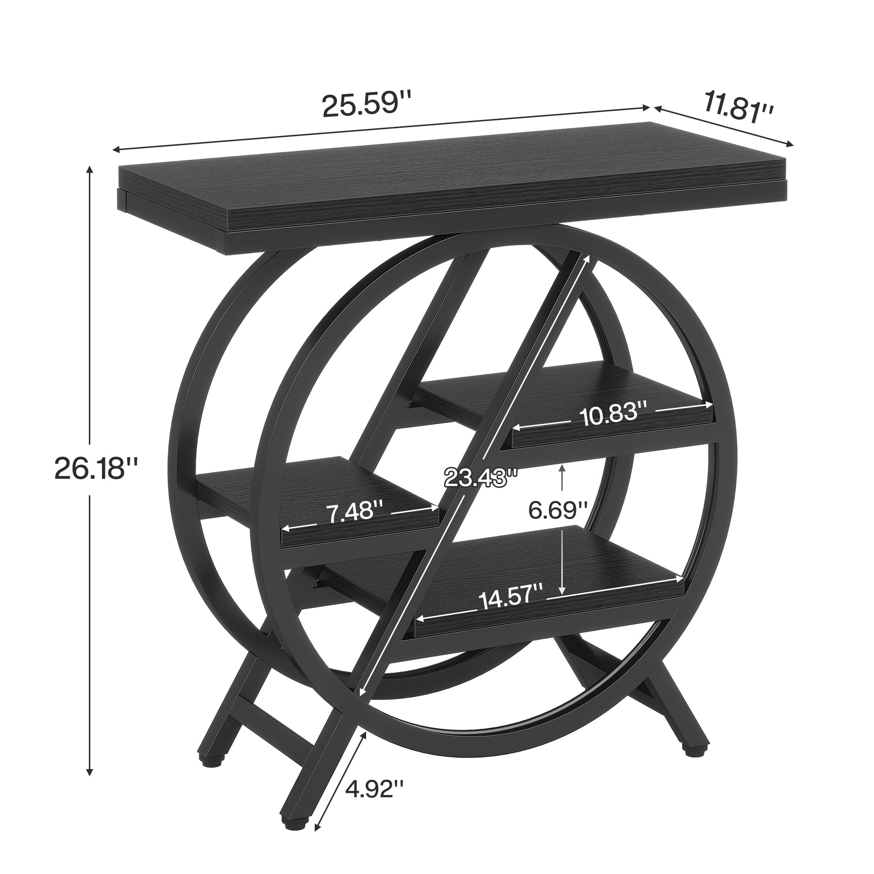 4-Tier End Table, Small Side Table Snack Table with Storage Shelves
