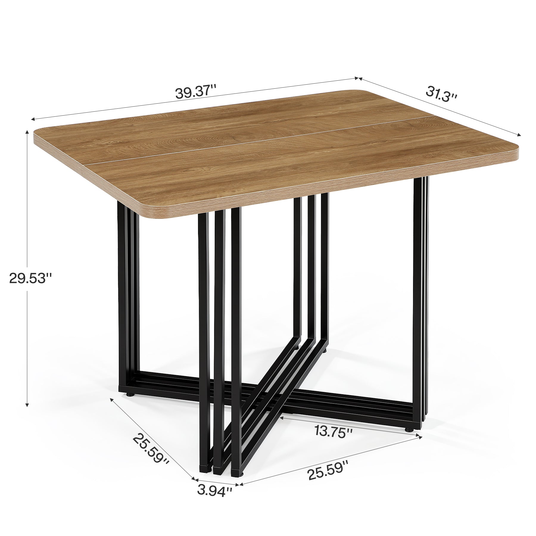 Tribesigns 39.37-Inch Dining Table for 4, Industrial Farmhouse Kitchen Table with Wood Grain Finish