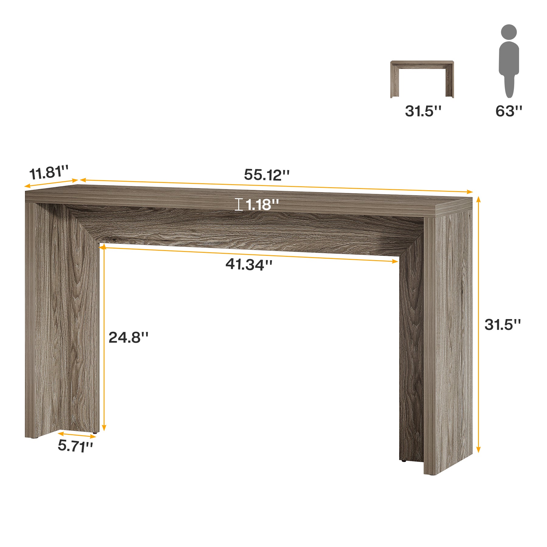 Tribesigns 55-Inch Farmhouse Console Table with Storage, Narrow Wooden Entryway Sofa Table