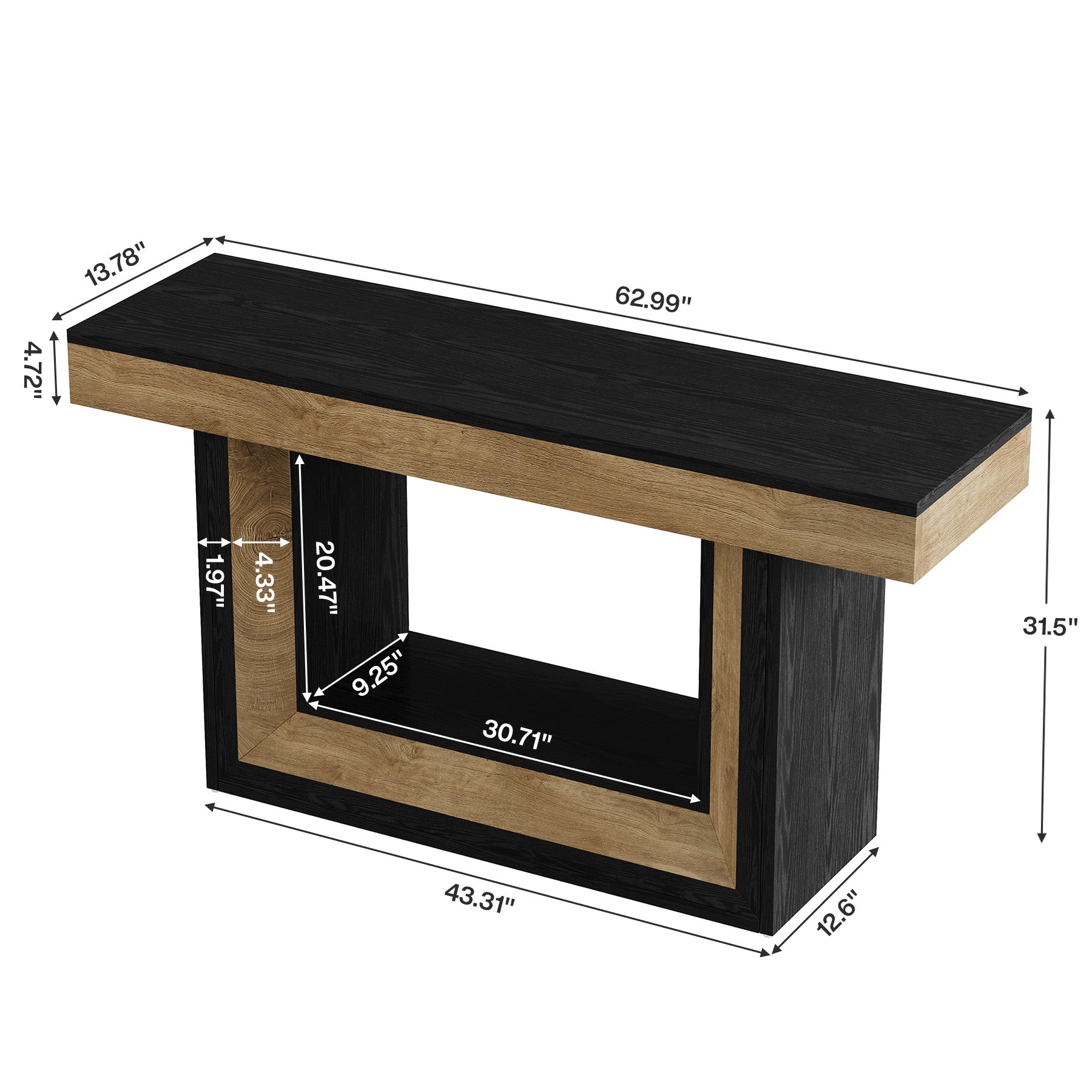 Tribesigns 63-Inch Narrow Console Table with 2-Tier Storage, Farmhouse Sofa Table for Entryway