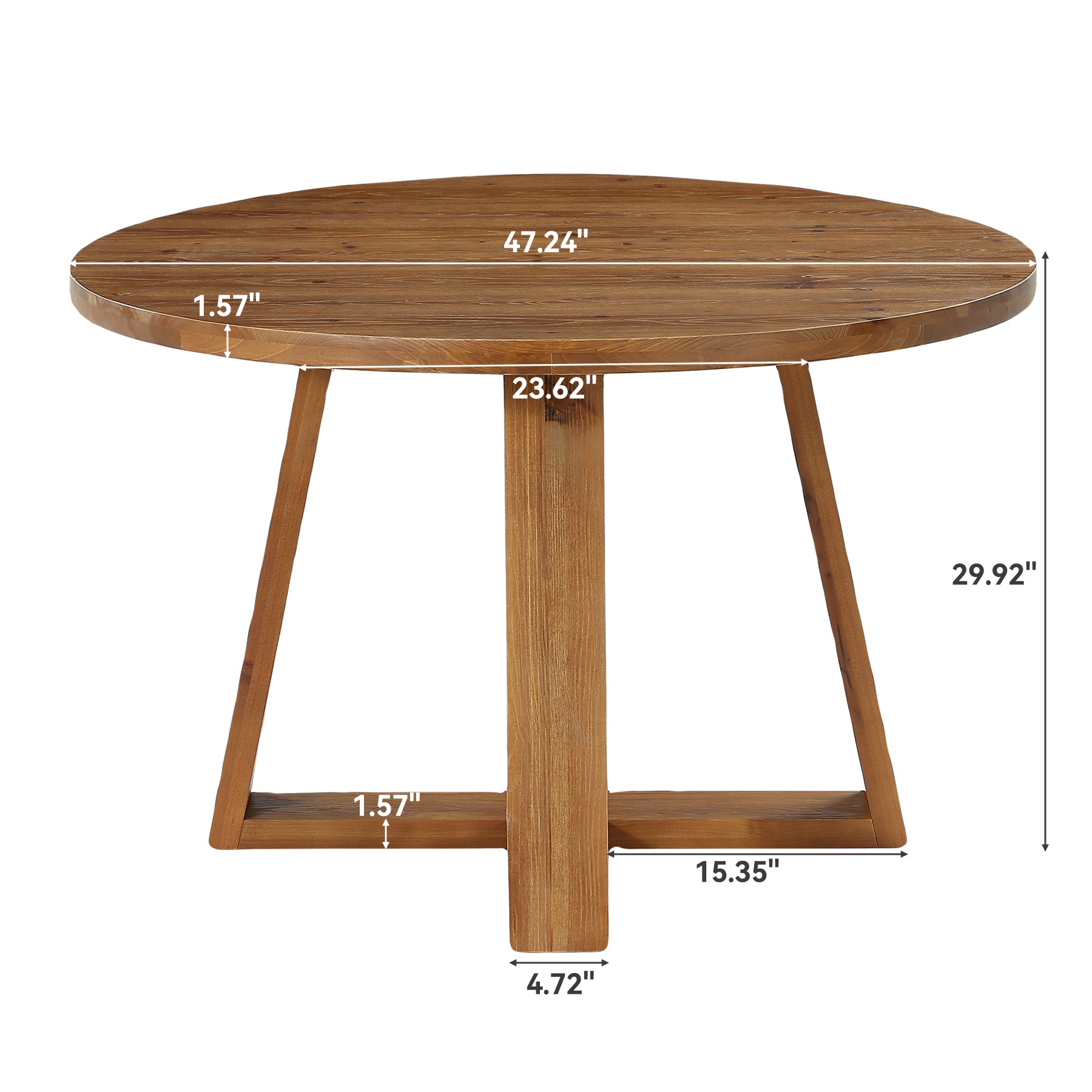 Tribesigns 47.2 Inch Solid Wood Round Dining Table for 4, Farmhouse Kitchen Table with Trestle Base