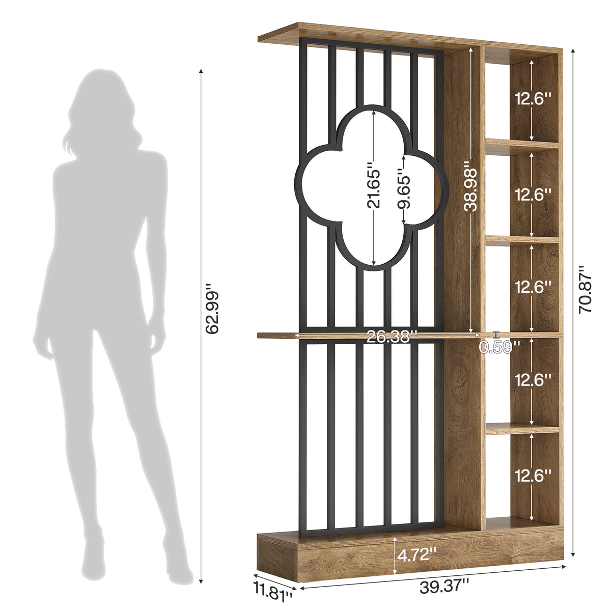 Tribesigns 71" Tall Room Divider with Open Shelves, Freestanding Partition Shelf for Living Room