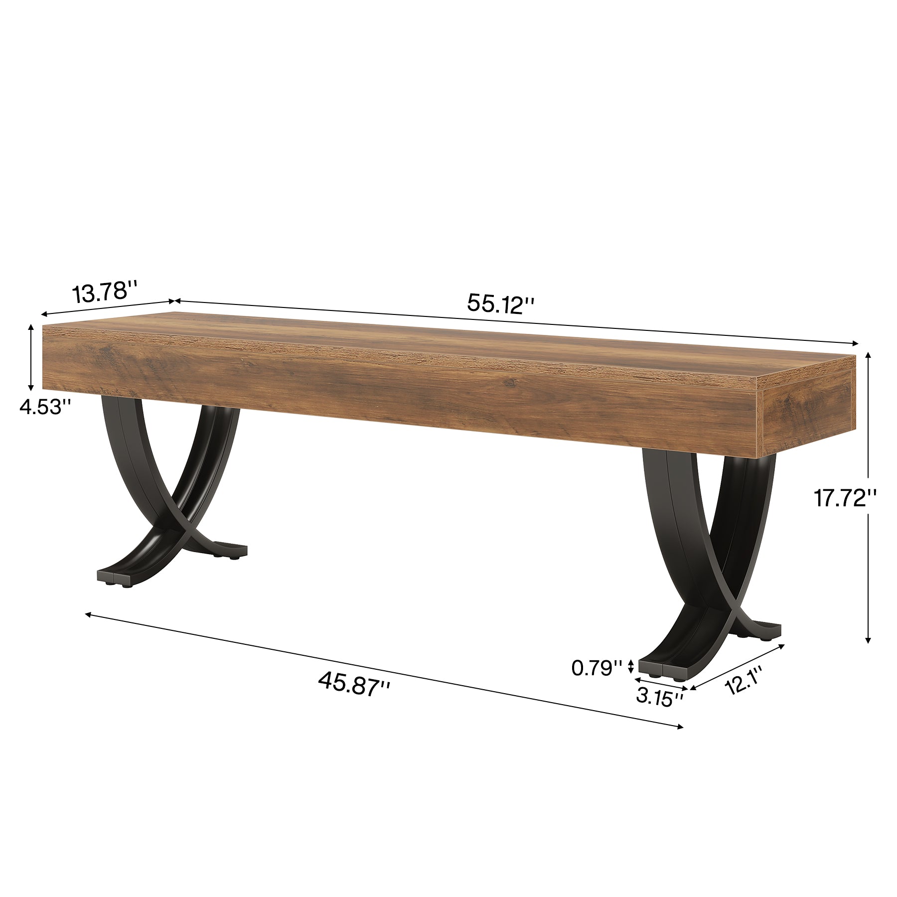 Tribesigns 55" Dining Bench, Farmhouse Bench with X-Legs for Dining Room
