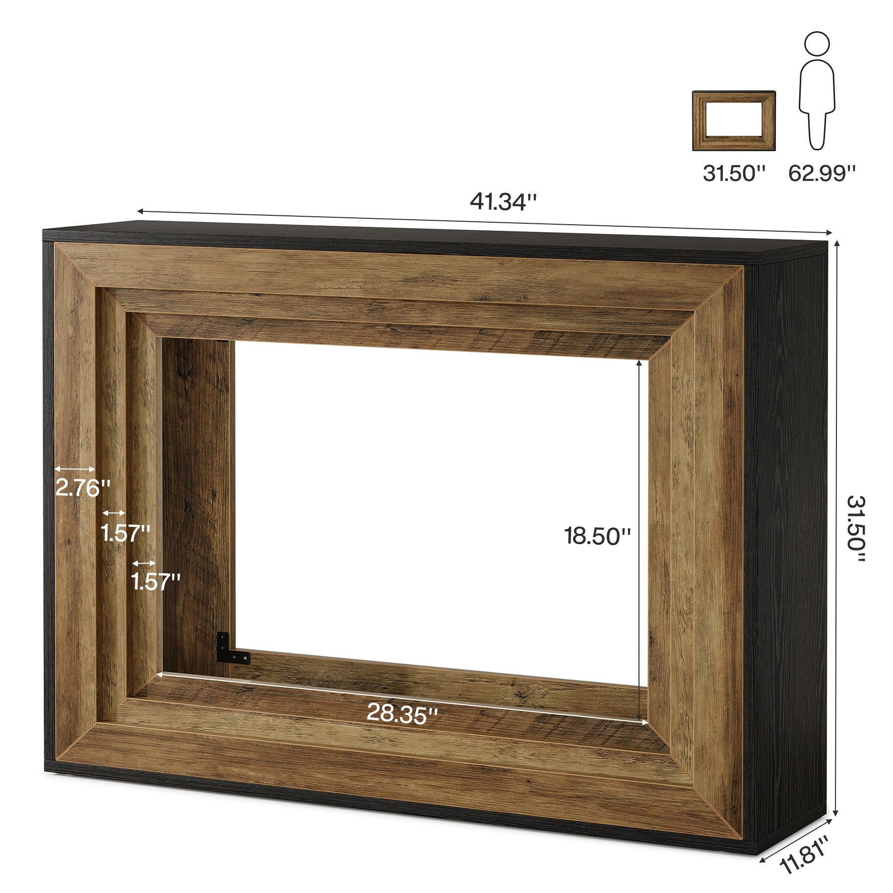 41.3-Inch Console Table with 2-Tier Storage, Farmhouse Hallway Table with Metal Brackets