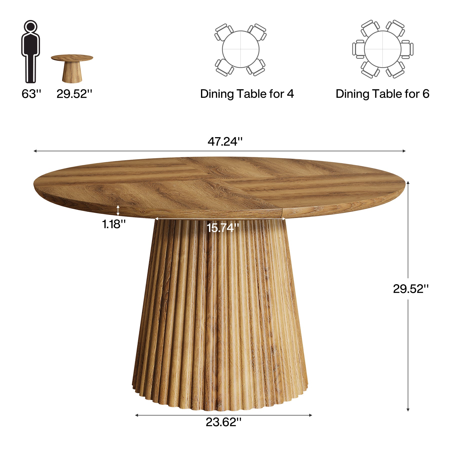 Tribesigns 47-Inch Round Conference Table, Thickened Top with Sturdy Pedestal for Office