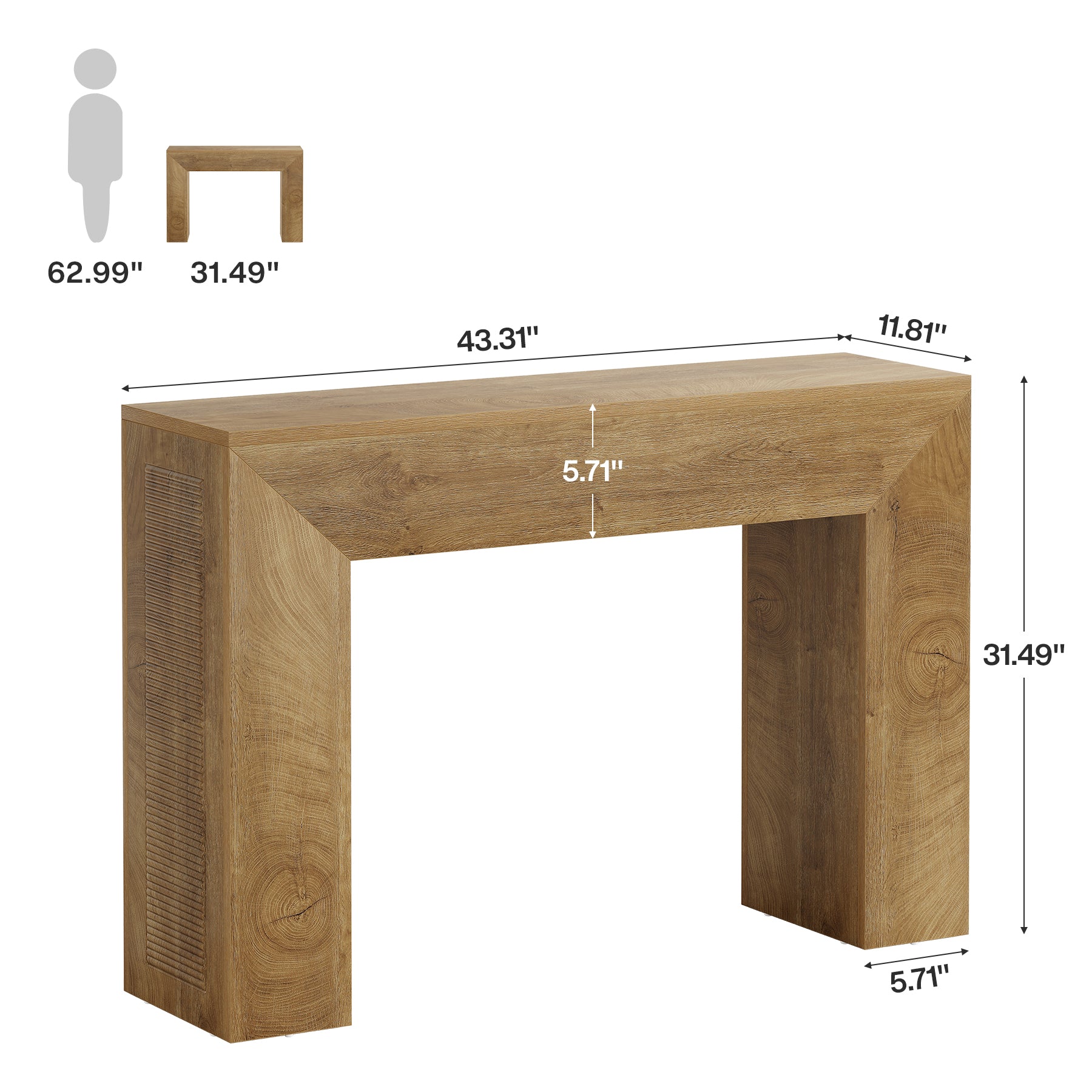 43.31" Console Table, Wooden Rectangular Sofa Table for Entryway and Living Room