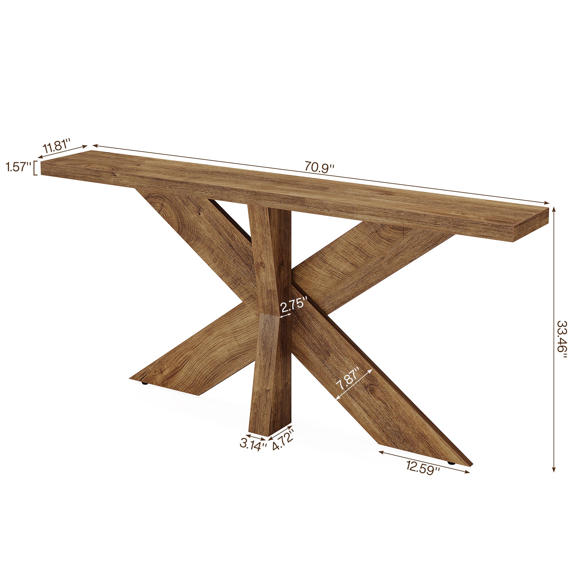 Tribesigns 70.9-Inch Console Table, Farmhouse Sofa Table with Wooden Geometric Base for Entryway