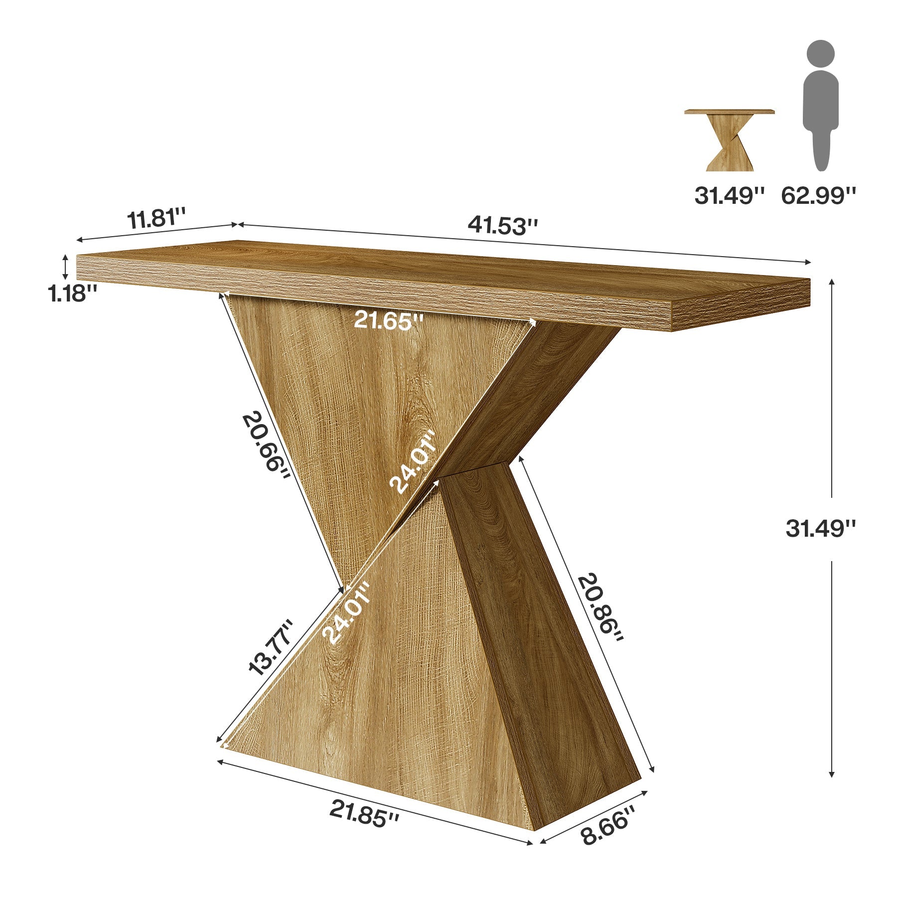 Tribesigns 41.5-Inch Narrow Farmhouse Console Table, Entryway Sofa Table with Geometric Base