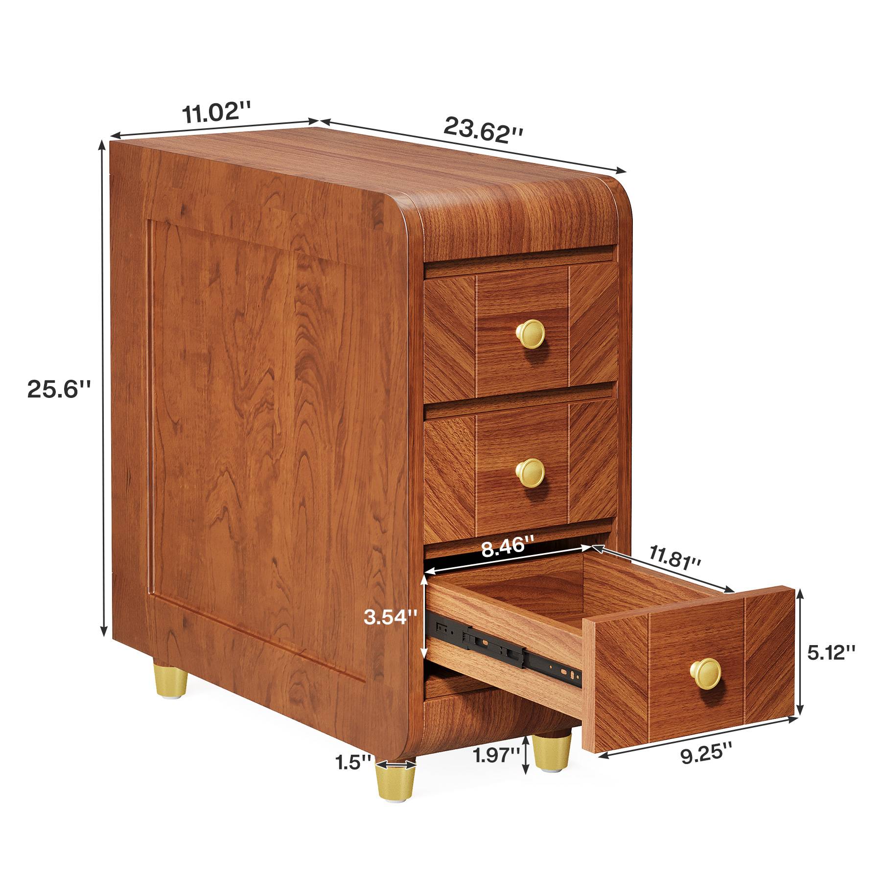 3-Drawer End Table, Small Classic Sofa Side table Bedside Table