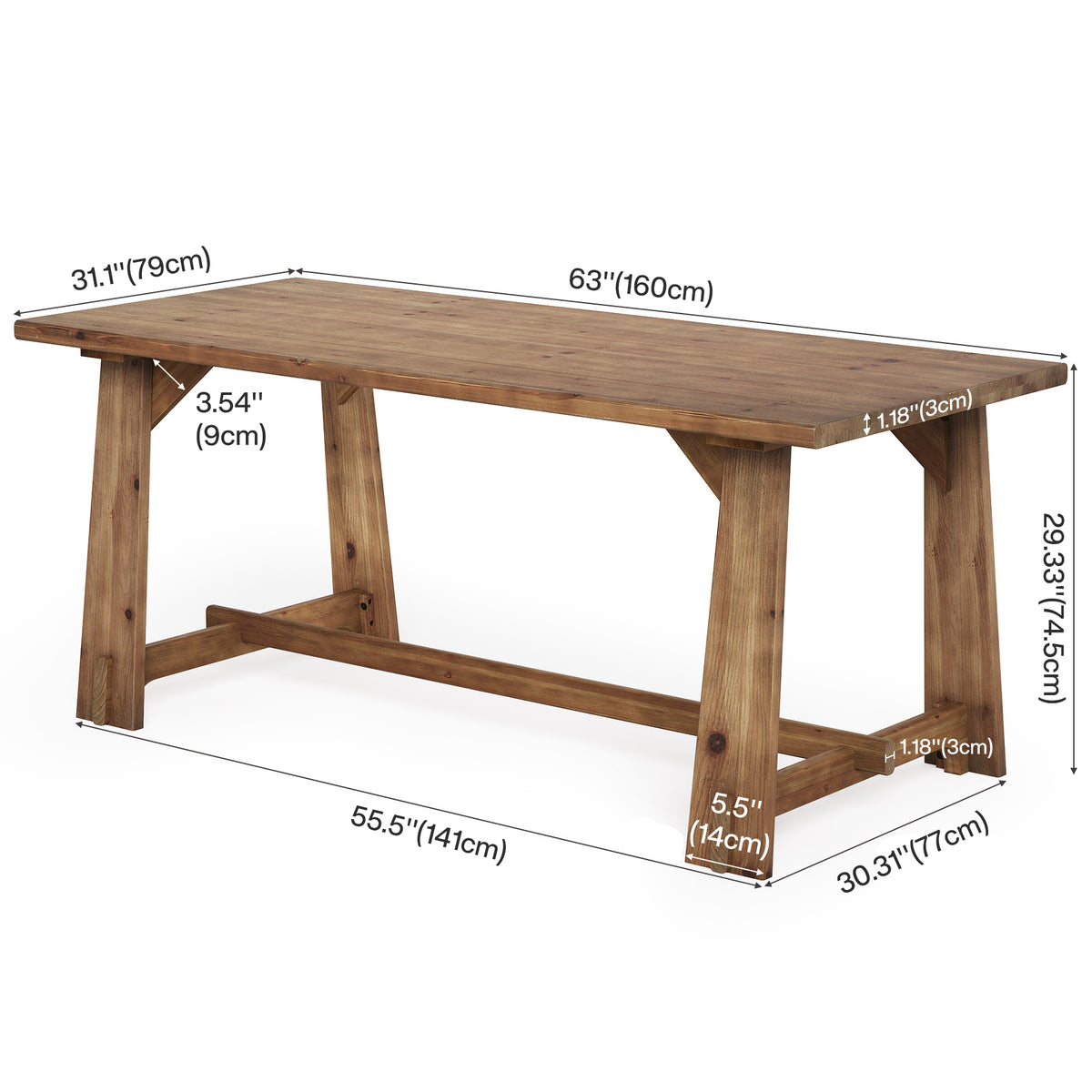 Tribesigns 63 Inch Solid Wood Executive Desk with Spacious Worktop, Farmhouse Office Computer Desk for Home Office