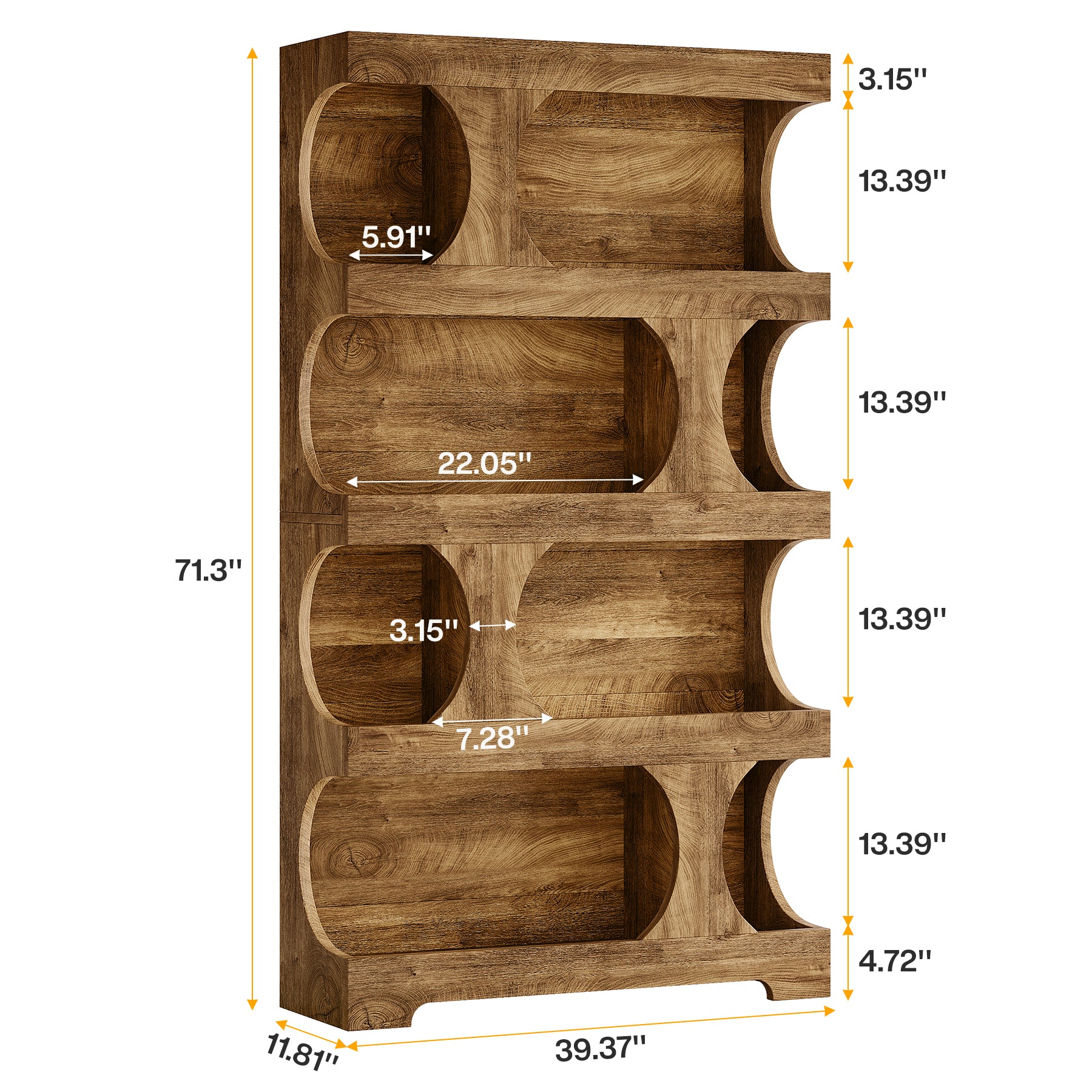 Tribesigns 71-Inch Tall S-Shaped Bookshelf, 4-Tier Wood Display Shelf for Living Room Office