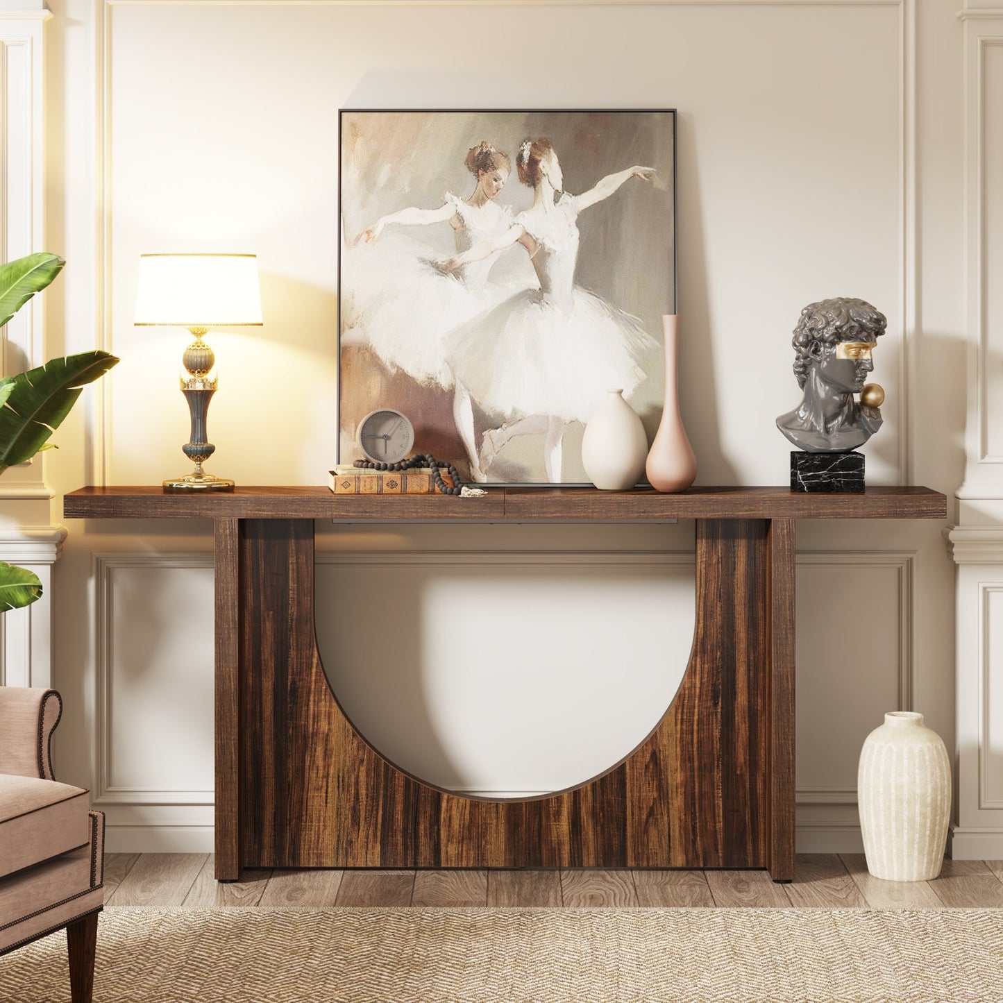 Farmhouse Console Table, 70.9" Wooden Hallway Foyer Table Tribesigns