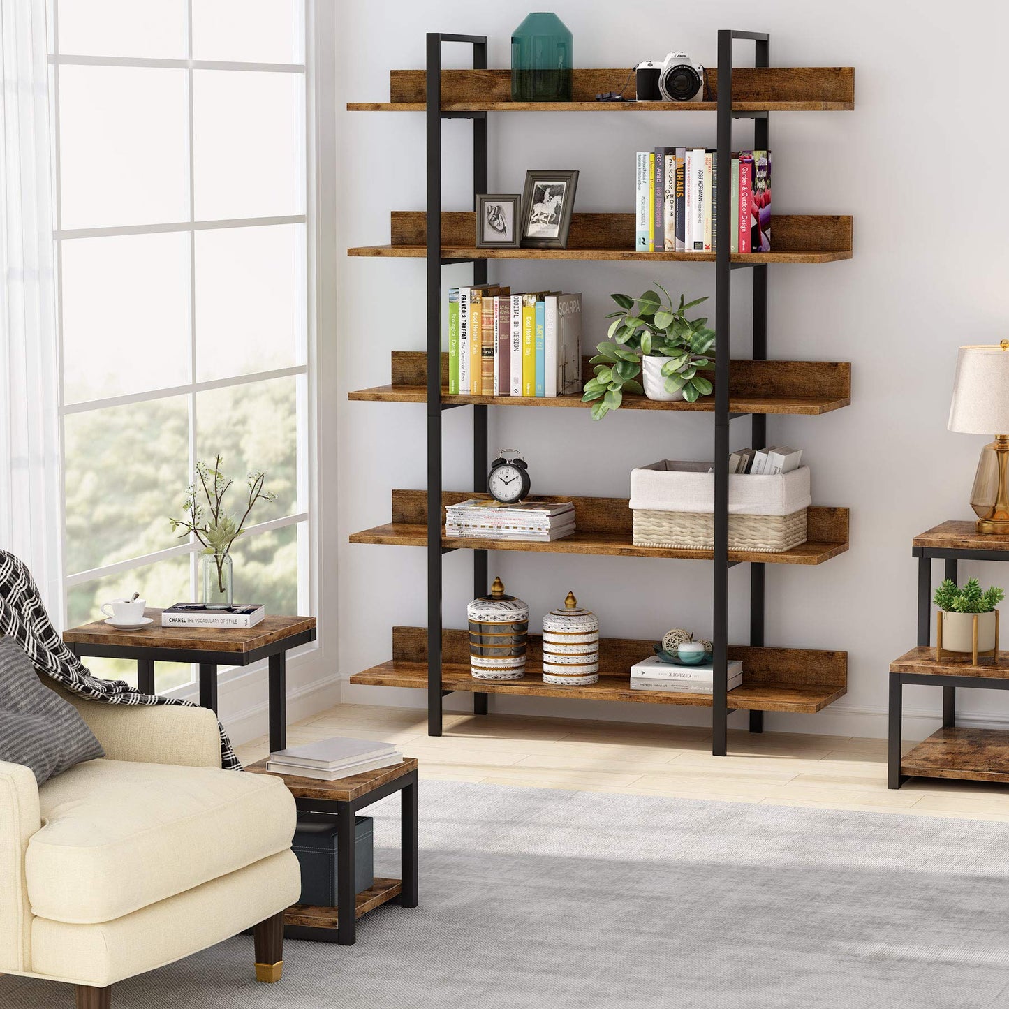 Tribesigns 5-Tier Industrial Bookshelf and Display Rack