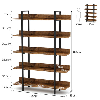 Tribesigns 5-Tier Industrial Bookshelf and Display Rack