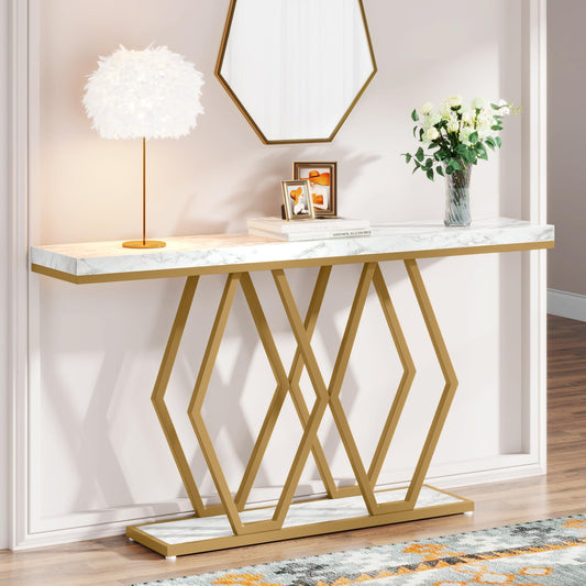 Tribesigns Gold Console Table for Entryway or Living Room, 140 x 30 x 90cm