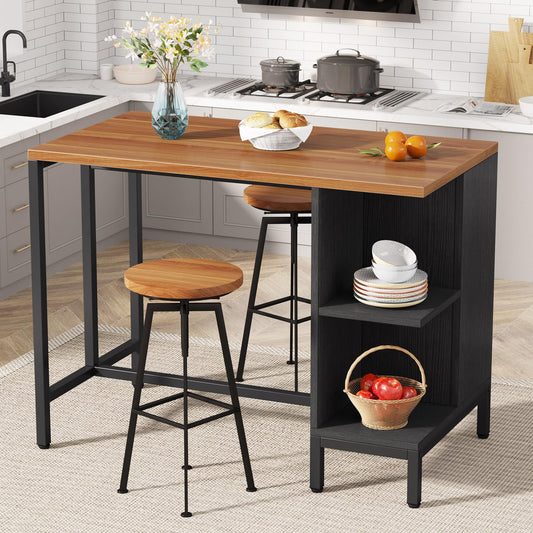 Modern 43-Inch Kitchen Island with Ample Storage Shelves and Prep Table