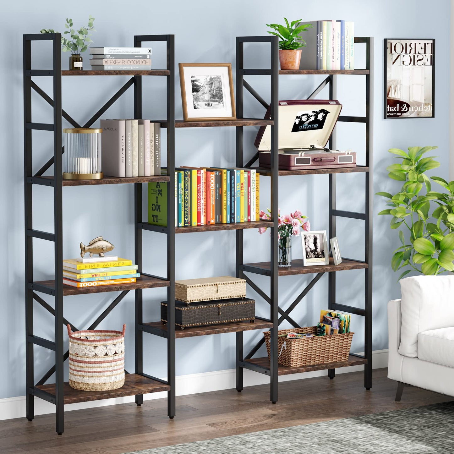 Tribesigns 4-Tier Industrial Bookshelf, Free-Standing Bookcase Display Unit