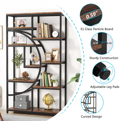 Tribesigns 5-Tier Industrial Bookshelf for Living Room, Bedroom, Home Office - Display Shelf with 9 Open Storage Shelves