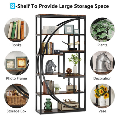 Tribesigns Industrial 5-Tier Bookshelf - 70.8" Tall Etagere Bookcase with 8 Open Storage Shelves for Home & Office