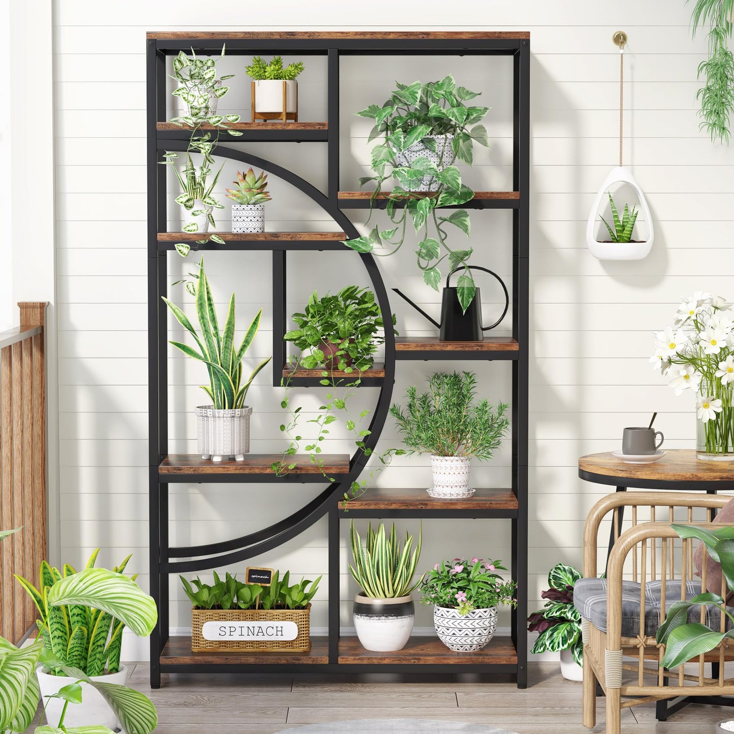 Tribesigns 5-Tier Industrial Bookshelf for Living Room, Bedroom, Home Office - Display Shelf with 9 Open Storage Shelves