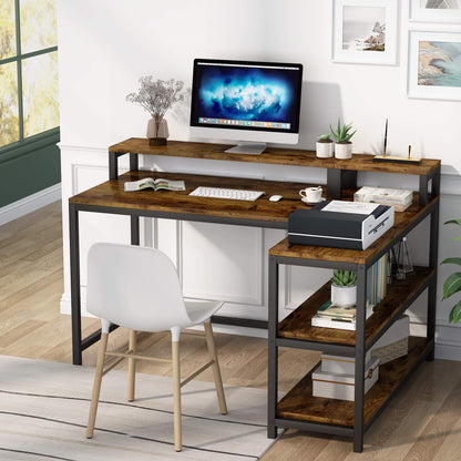 Tribesigns L-Shaped Computer Desk with Monitor Stand for Home Office Study