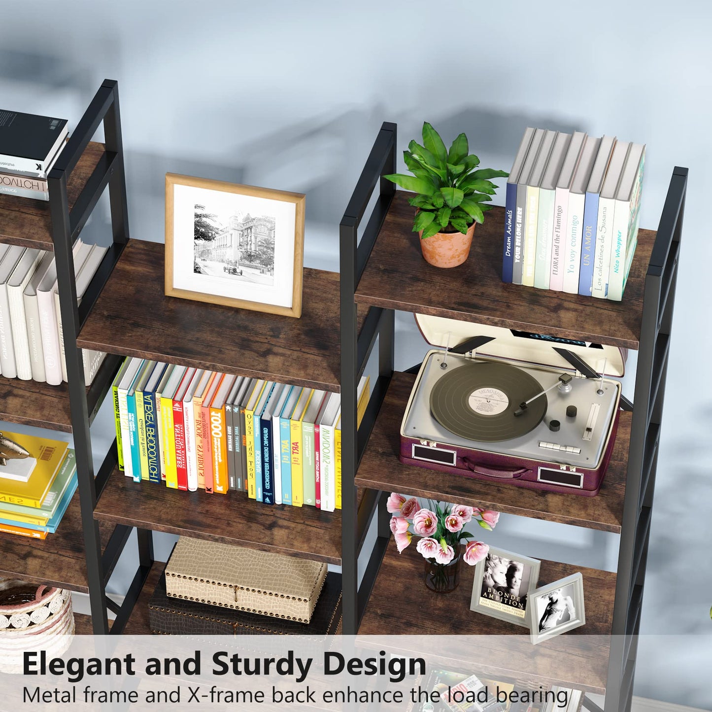 Tribesigns 4-Tier Industrial Bookshelf, Free-Standing Bookcase Display Unit