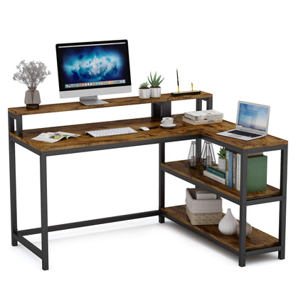 Tribesigns L-Shaped Computer Desk with Monitor Stand for Home Office Study