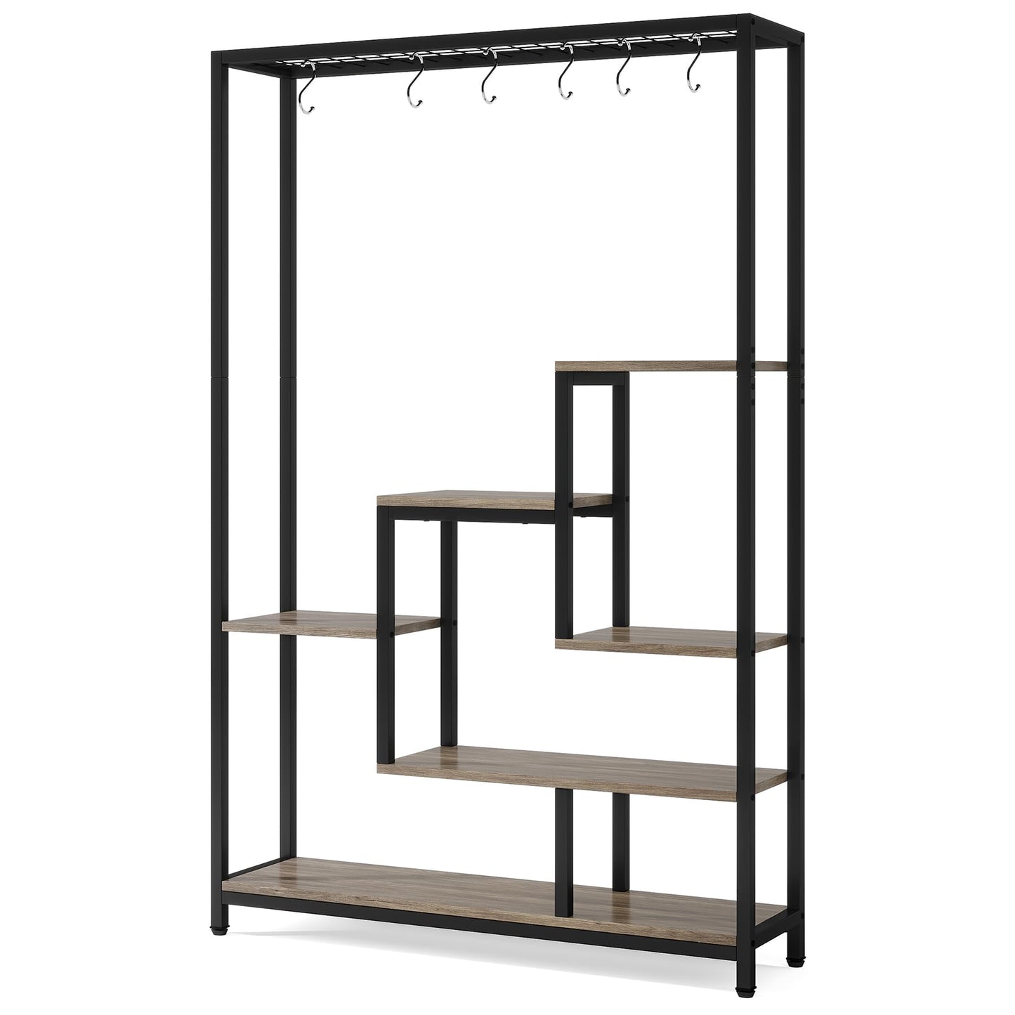 Tribesigns 70.9-Inch Tall 5-Tier Metal Plant Stand with 10 Hanging Hooks