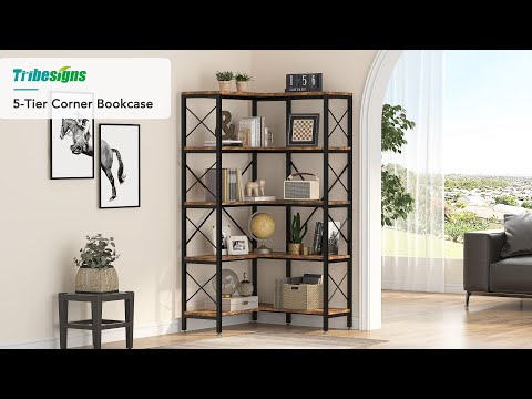 5-Tier Corner Bookshelf, 65.7-Inch Tall Etagere Bookcase Display Rack