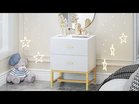Modern Nightstand, 25.8" Tall Bedside Table with 3 Drawers