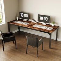 Rectangle Executive Desk, 78.7" Computer Desk 6FT Conference Table Tribesigns#Colour_Rustic Brown