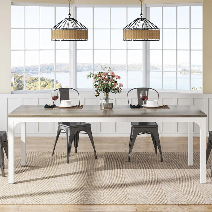 Rectangular Dining Table, 78 inch Long Kitchen Table for 6-8 People