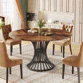 Round Dining Table for 4-6, 47" Farmhouse Circle Kitchen Table Tribesigns 3