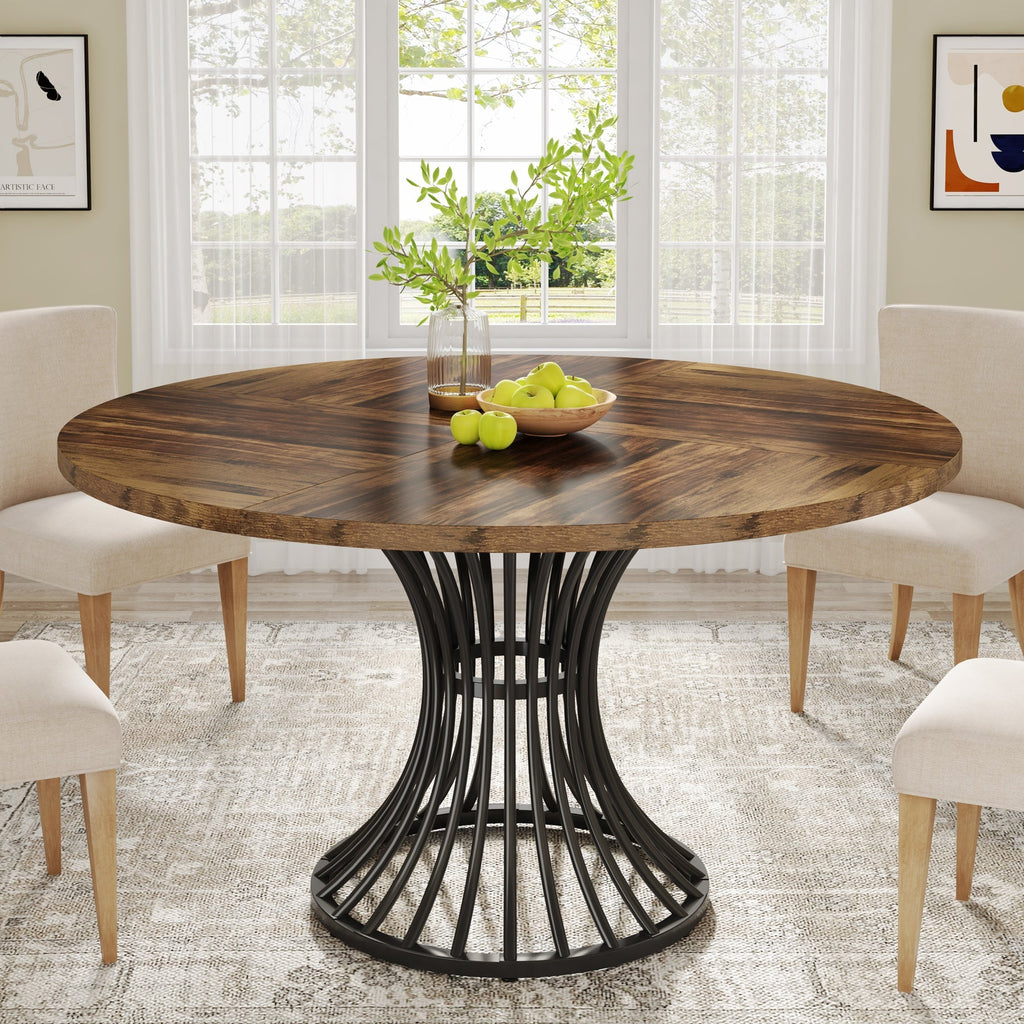 Round Dining Table 4 6 47" Farmhouse Circle Kitchen Table