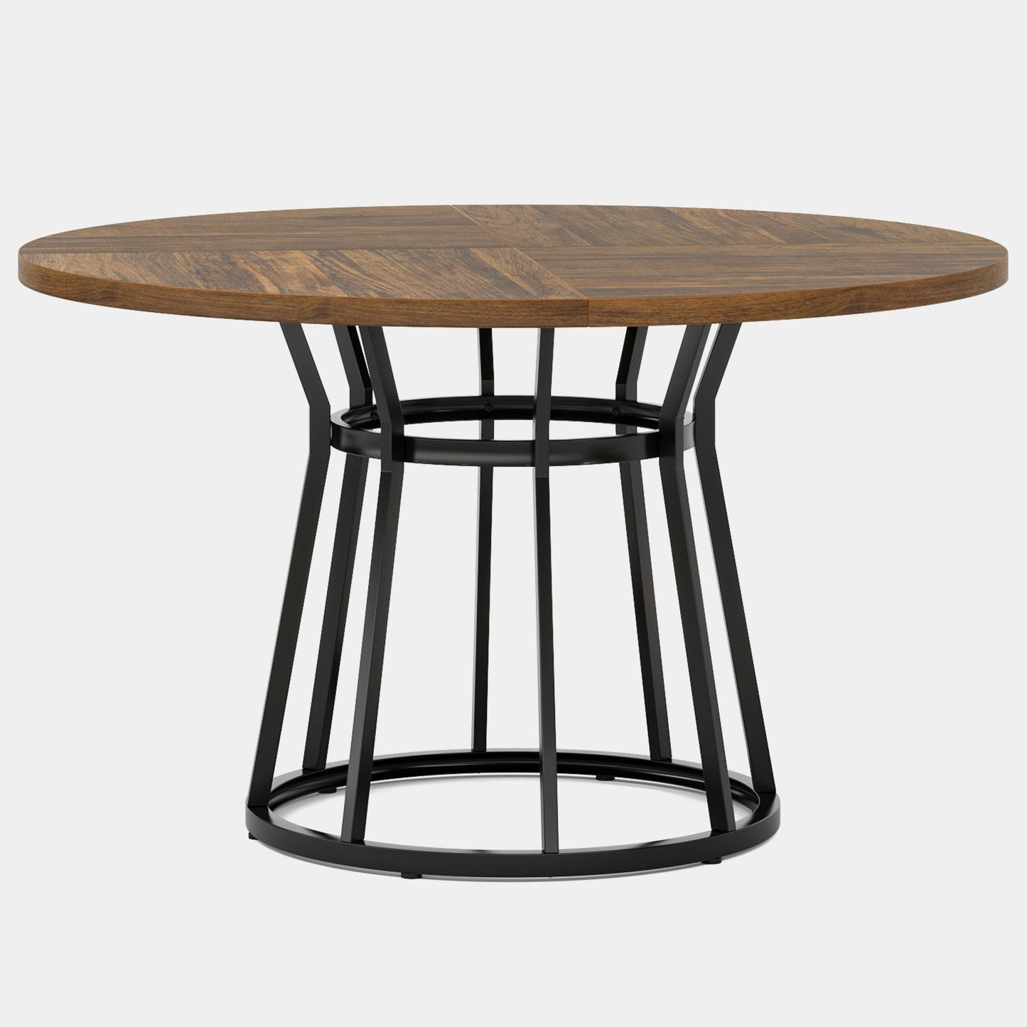 Round Dining Table for 4 People, 47.2" Kitchen Dinner Table with Metal Base Tribesigns