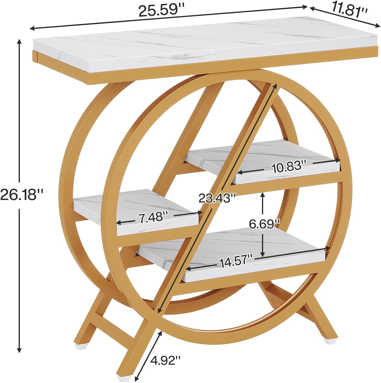 4-Tier End Table, Small Side Table Snack Table with Storage Shelves